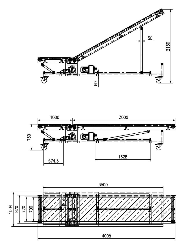 truck loading and unloading conveyor トラックの積み込みとアンロードコンベア