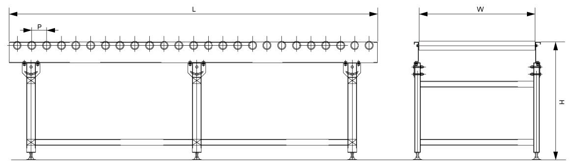 重力ローラーコンベア