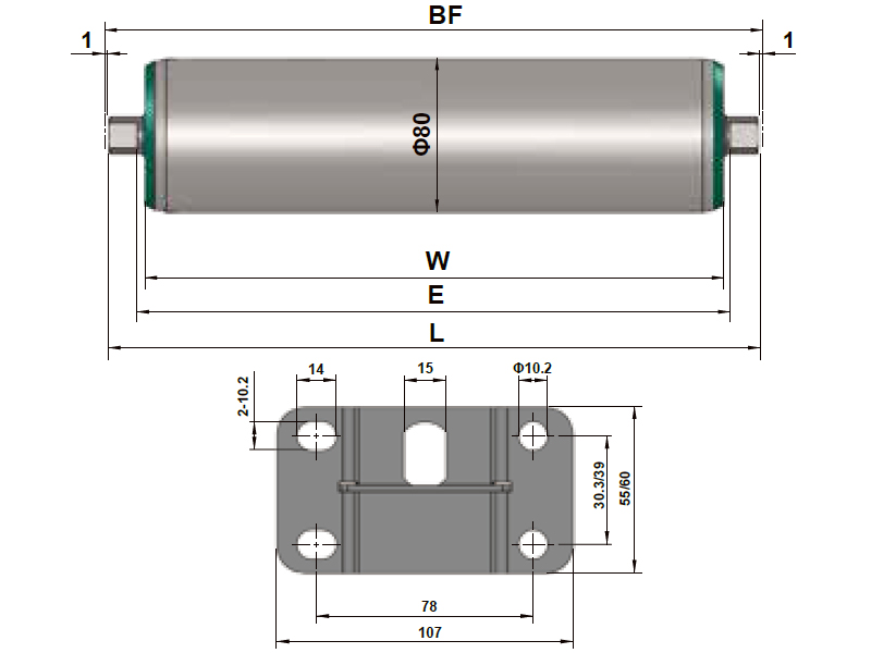 内部ブレーキローラー