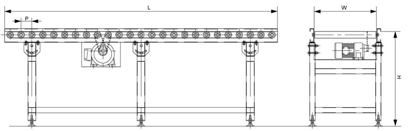O溝ベルト駆動ローラーコンベヤ