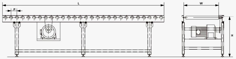ダブルスプロケット蓄積ローラー