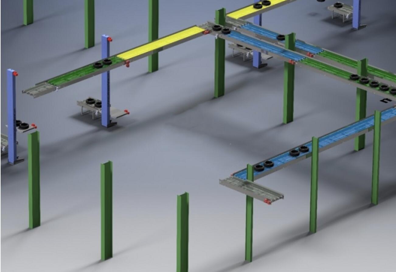 自動車タイヤ生産コンベヤライン