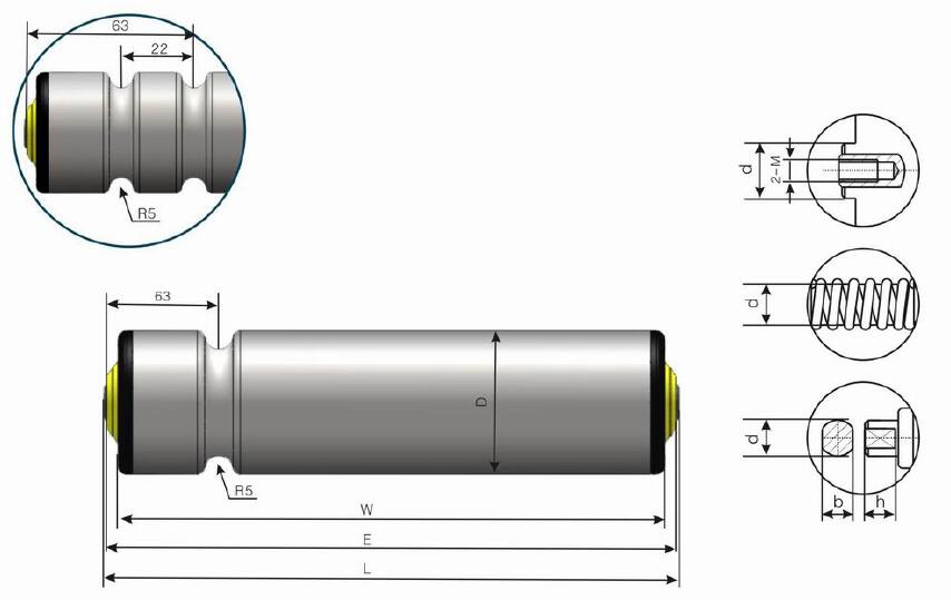 DR230 亜鉛メッキ鋼単溝 O ベルト コンベヤ ローラー